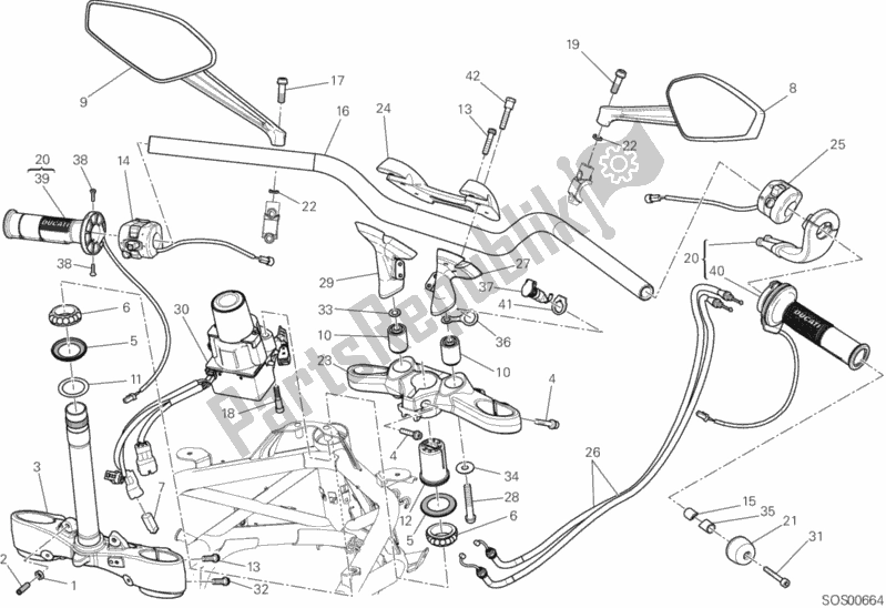 Todas as partes de Guidão do Ducati Diavel Strada 1200 2014